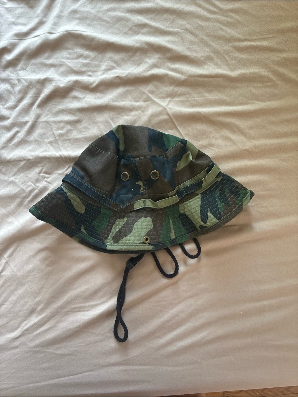 Camo Bucket Hat with Strap - Green